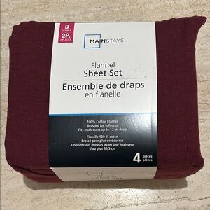NEW 🆕 Mainstays 100% Cotton Flannel Sheet 4-piece Set Double Bed